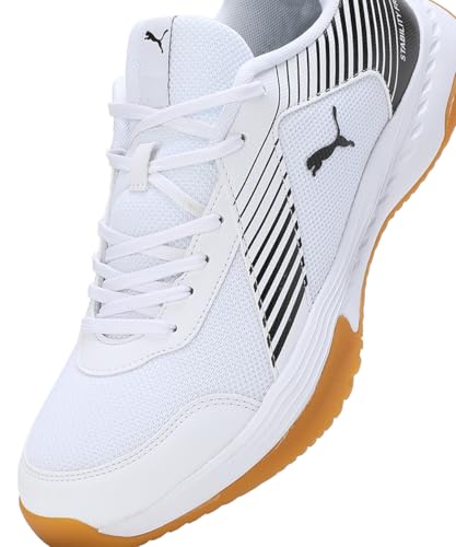 Puma Unisex-Adult Badminton Smash Sprint White-Black Indoor Shoe - 8 UK (10812702)