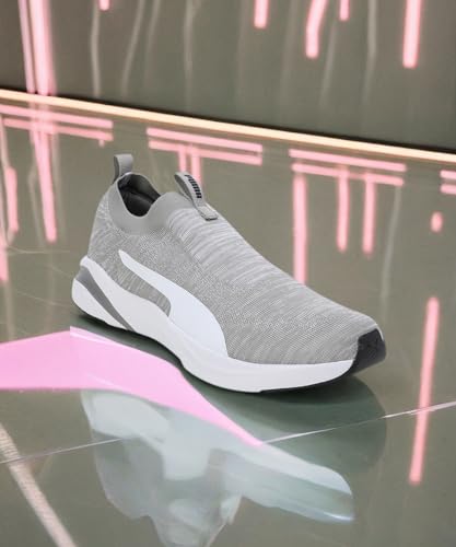 Puma Mens Softride Rift Runlyn Knit Concrete Gray-White-Navy Blazer Running Shoe - 7 UK (31075602)