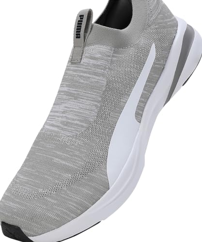 Puma Mens Softride Rift Runlyn Knit Concrete Gray-White-Navy Blazer Running Shoe - 7 UK (31075602)