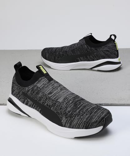 Puma Mens Softride Rift Runlyn Knit Black-Cool Dark Gray-Lemon Meringue Running Shoe - 11 UK (31075601)