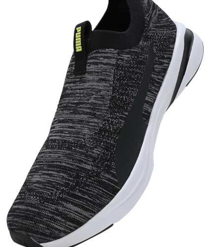 Puma Mens Softride Rift Runlyn Knit Black-Cool Dark Gray-Lemon Meringue Running Shoe - 11 UK (31075601)