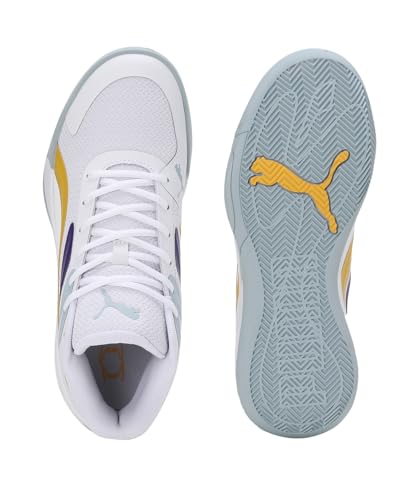 Puma Unisex-Adult Court PRO White-Yellow Sizzle-Team Violet Basketball Shoe - 7 UK (31082905)