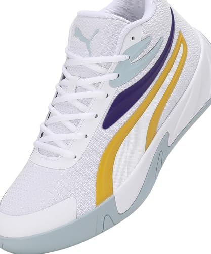 Puma Unisex-Adult Court PRO White-Yellow Sizzle-Team Violet Basketball Shoe - 7 UK (31082905)