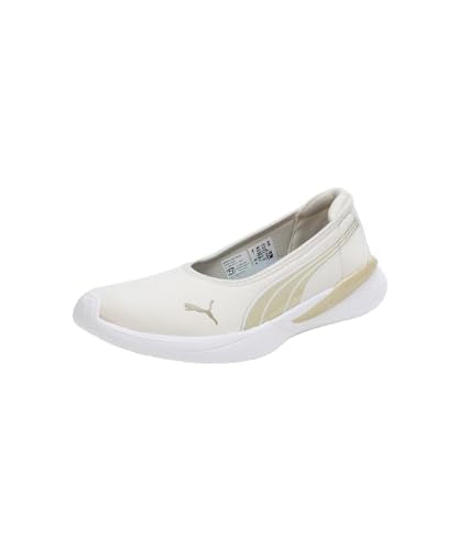 Puma Womens Evelyn Softride Alpine Snow-Metallic Gold-White Ballerinas- 3 UK (39713001)