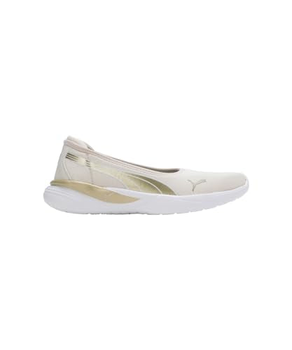 Puma Womens Evelyn Softride Alpine Snow-Metallic Gold-White Ballerinas- 3 UK (39713001)