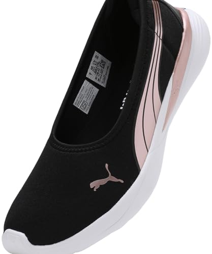 Puma Womens Evelyn Softride Black-Rose Gold-White Ballerinas- 4 UK (39713002)