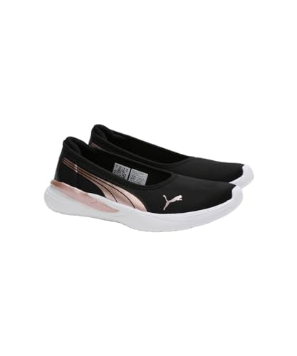 Puma Womens Evelyn Softride Black-Rose Gold-White Ballerinas- 4 UK (39713002)