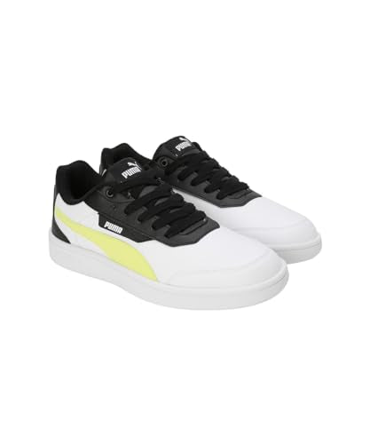Puma Unisex-Kid Smash Poppins JR White-Lime Sheen-Black Sneaker - 6 UK (40022702)