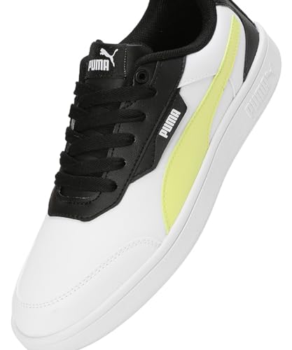 Puma Unisex-Kid Smash Poppins JR White-Lime Sheen-Black Sneaker - 6 UK (40022702)