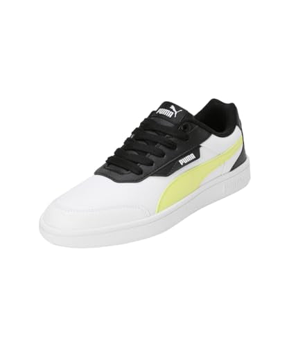 Puma Unisex-Kid Smash Poppins JR White-Lime Sheen-Black Sneaker - 6 UK (40022702)