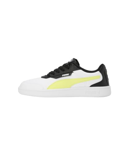 Puma Unisex-Kid Smash Poppins JR White-Lime Sheen-Black Sneaker - 6 UK (40022702)