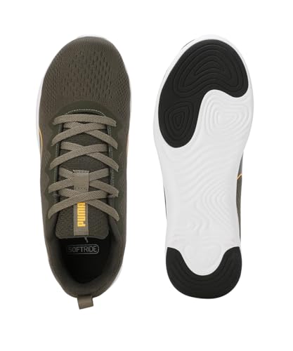 Puma Mens Softride Vital Eng Mesh Black-Dark Olive-Sun Stream Running Shoe - 7 UK (31058105)