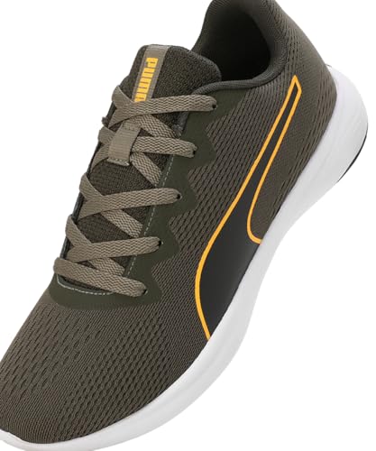 Puma Mens Softride Vital Eng Mesh Black-Dark Olive-Sun Stream Running Shoe - 9 UK (31058105)