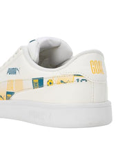 Puma Unisex-Kid Smash Classic PSL JR Warm White-Pelé Yellow-Speed Blue Sneaker - 4 UK (40129903)
