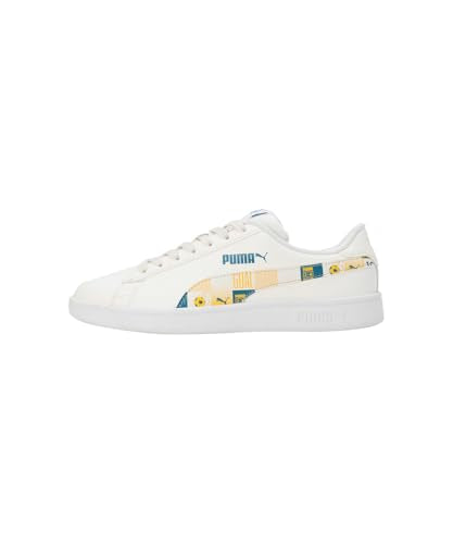 Puma Unisex-Kid Smash Classic PSL JR Warm White-Pelé Yellow-Speed Blue Sneaker - 4 UK (40129903)
