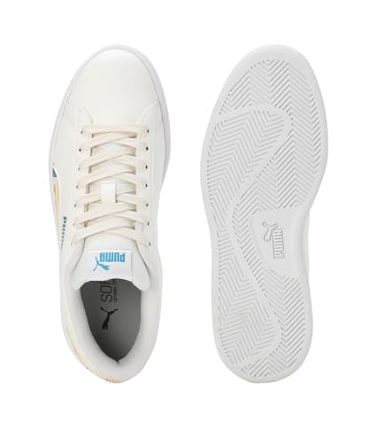 Puma Unisex-Kid Smash Classic PSL JR Warm White-Pelé Yellow-Speed Blue Sneaker - 4 UK (40129903)