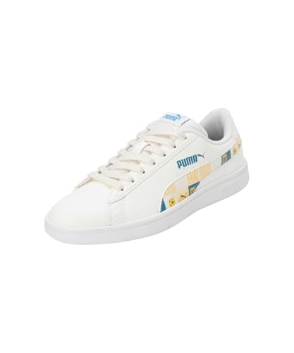 Puma Unisex-Kid Smash Classic PSL JR Warm White-Pelé Yellow-Speed Blue Sneaker - 4 UK (40129903)