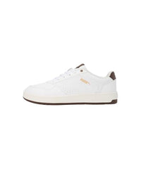 Puma Mens Court Classic Res White-Chestnut Brown-Gold Sneaker - 8 UK (40111702)