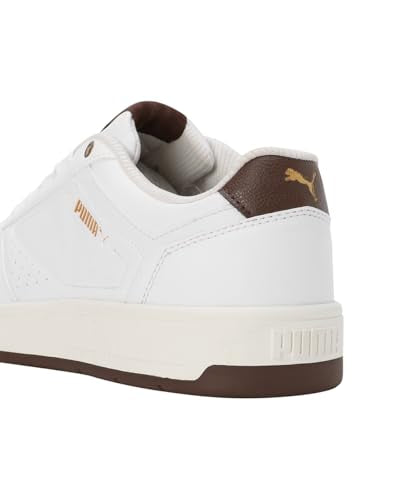 Puma Mens Court Classic Res White-Chestnut Brown-Gold Sneaker - 8 UK (40111702)