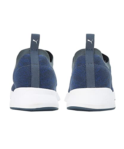 Puma Flyer Runner Engineered Knit men's sneaker in dark denim, palace blue, and white, size 8UK, low-profile athletic footwear.