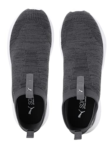 Puma men's Scorch Mark slip-on sneaker in black, white, and cool dark gray, size 10UK, with sleek sporty design.