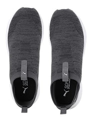 Puma men's Scorch Mark slip-on sneaker in black, white, and cool dark gray, size 10UK, with sleek sporty design.