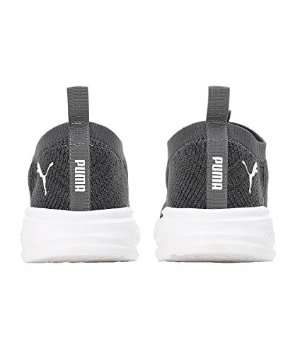 Puma men's Scorch Mark slip-on sneaker in black, white, and dark gray with sporty design, size 10UK, lightweight athletic footwear.