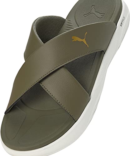 Puma Unisex-Adult Softride Seave Slip Olive-Warm White-Gold Sandal - 7UK (39186003)