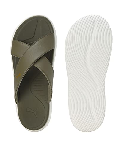 Puma Unisex-Adult Softride Seave Slip Olive-Warm White-Gold Sandal - 7UK (39186003)