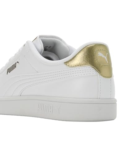 Puma Womens Smash WNS V1 White-Metallic Gold Sneaker - 6 UK (39564201)
