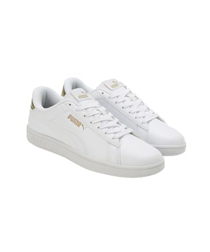 Puma Womens Smash WNS V1 White-Metallic Gold Sneaker - 6 UK (39564201)