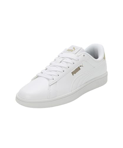 Puma Womens Smash WNS V1 White-Metallic Gold Sneaker - 6 UK (39564201)
