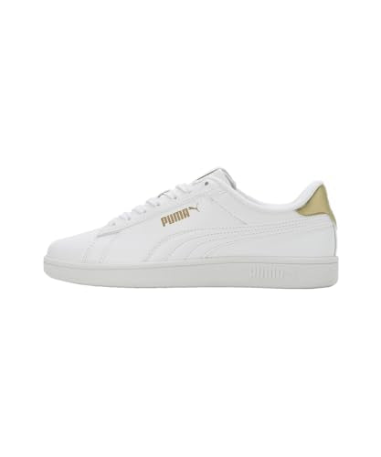 Puma Womens Smash WNS V1 White-Metallic Gold Sneaker - 6 UK (39564201)