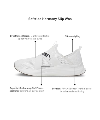 Puma Womens Softride Harmony Slip WNS Warm White-Black Running Shoe - 5 UK (37960602)