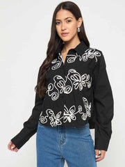 Madame Ladies Western Top H/S M5S18156 002 Black