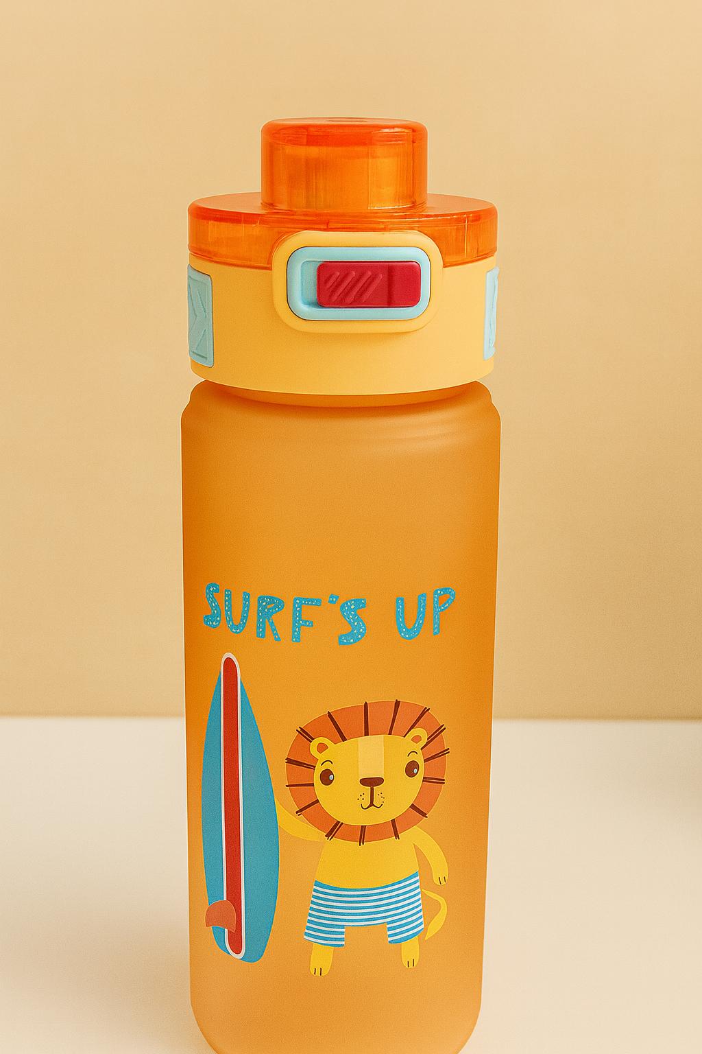 “Surf’S Up” Kids Water Bottle With Flip-Top Lid & Carry Handle – Bpa-Free Leak-Proof Bottle (Orange)