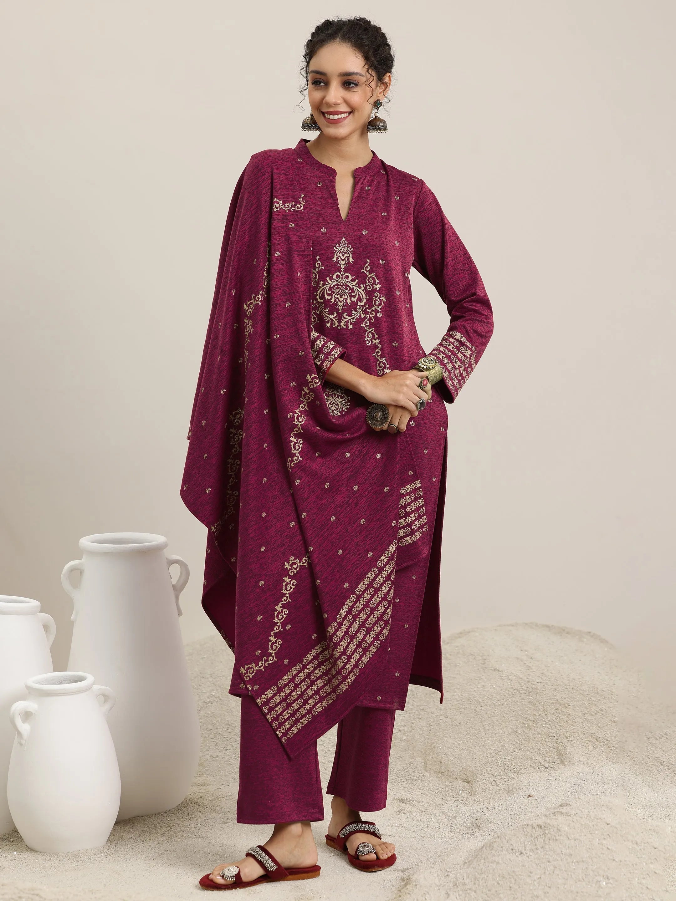 LIBAS LADIES WESTERN W KURTI 3PCS SET 48797W PINK