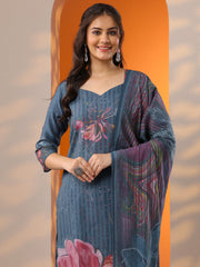Libas Ladies Western W Kurti 3Pcs Set 49535 Blue