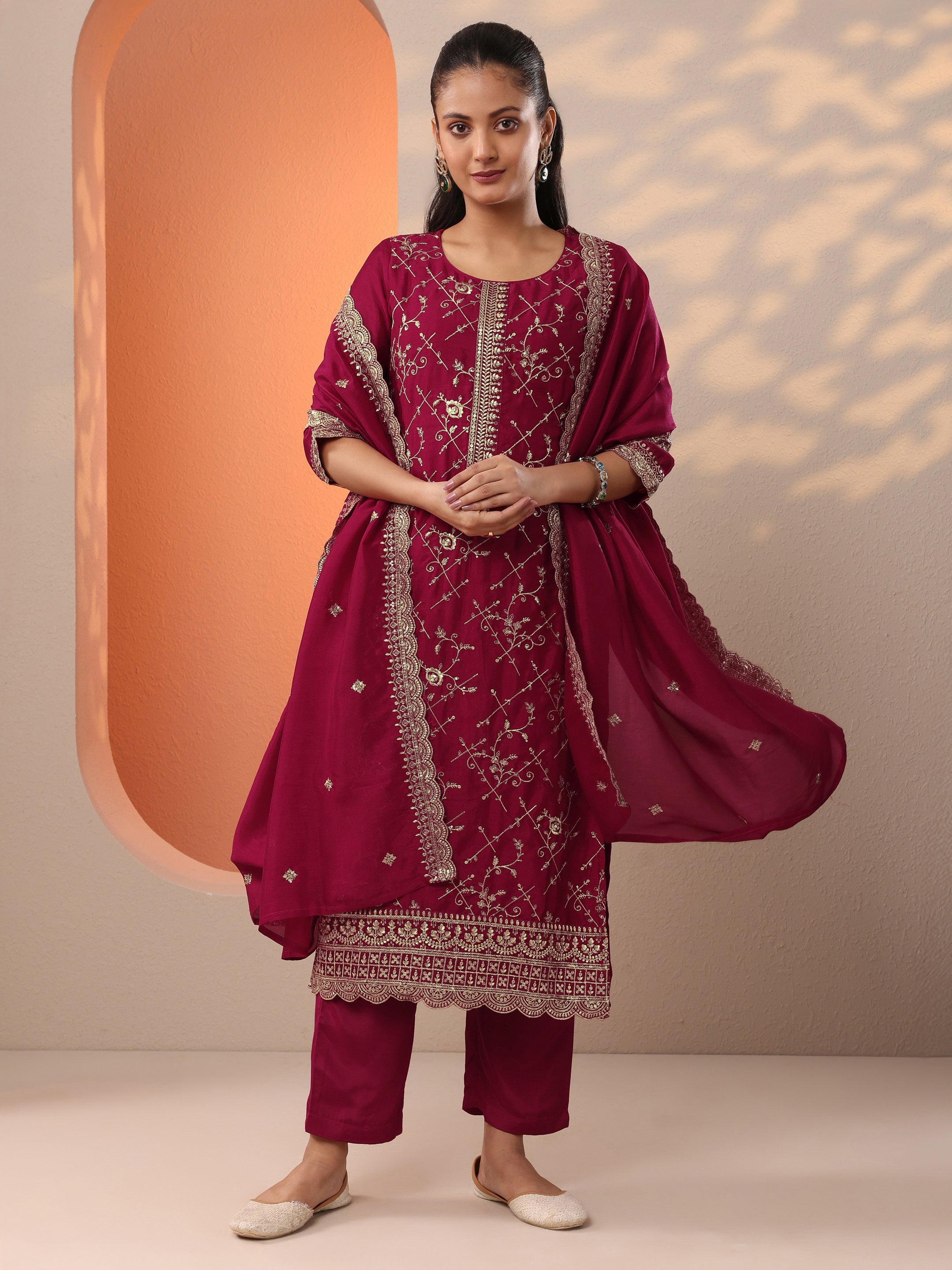 LIBAS LADIES WESTERN KURTI 3PCS SET 49542 RED