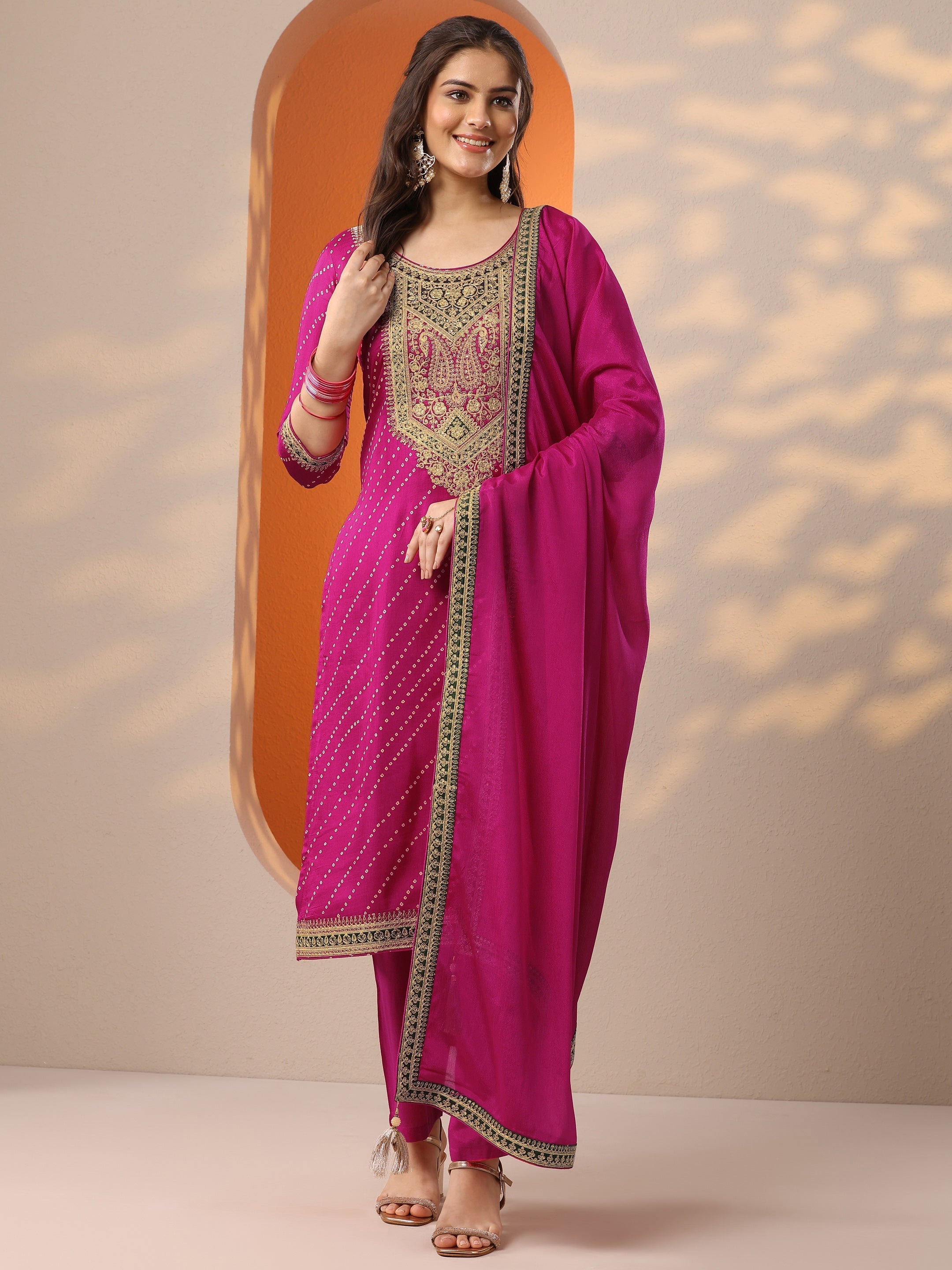 LIBAS LADIES WESTERN KURTI 3PCS SET 49545 PINK