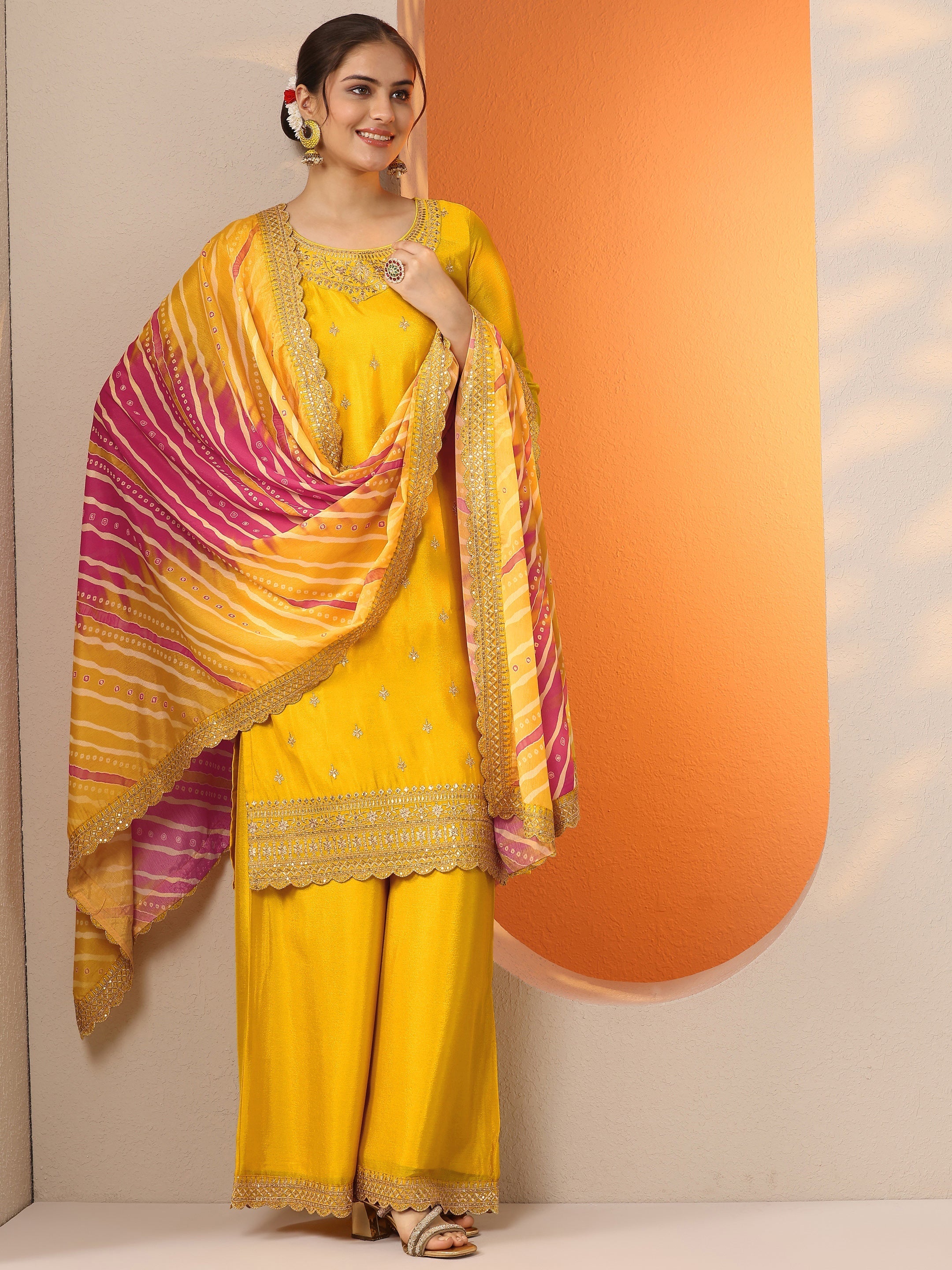LIBAS LADIES WESTERN KURTI 3PCS SET 49548 Yellow