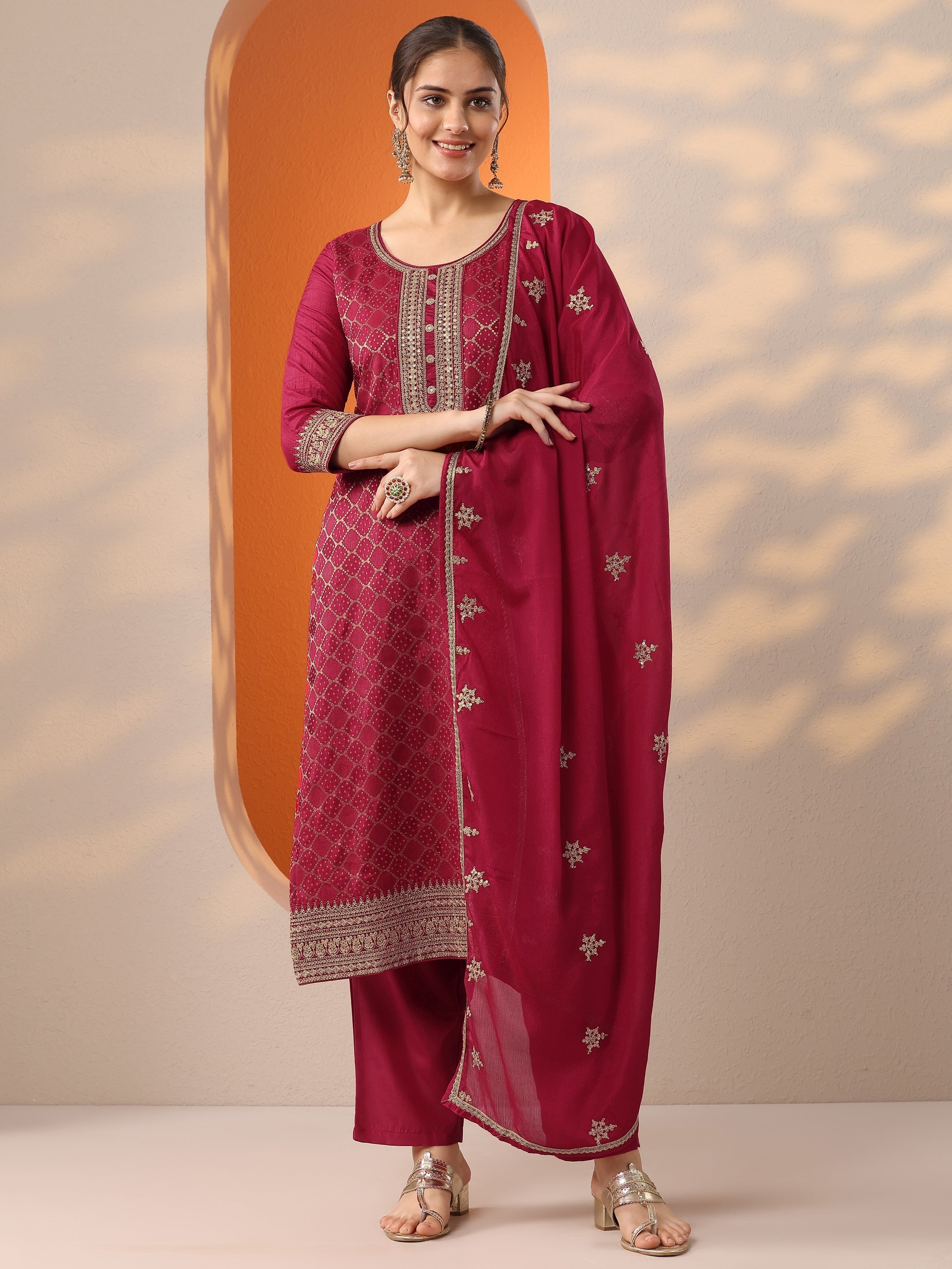 LIBAS LADIES WESTERN KURTI 3PCS SET 49552 PINK