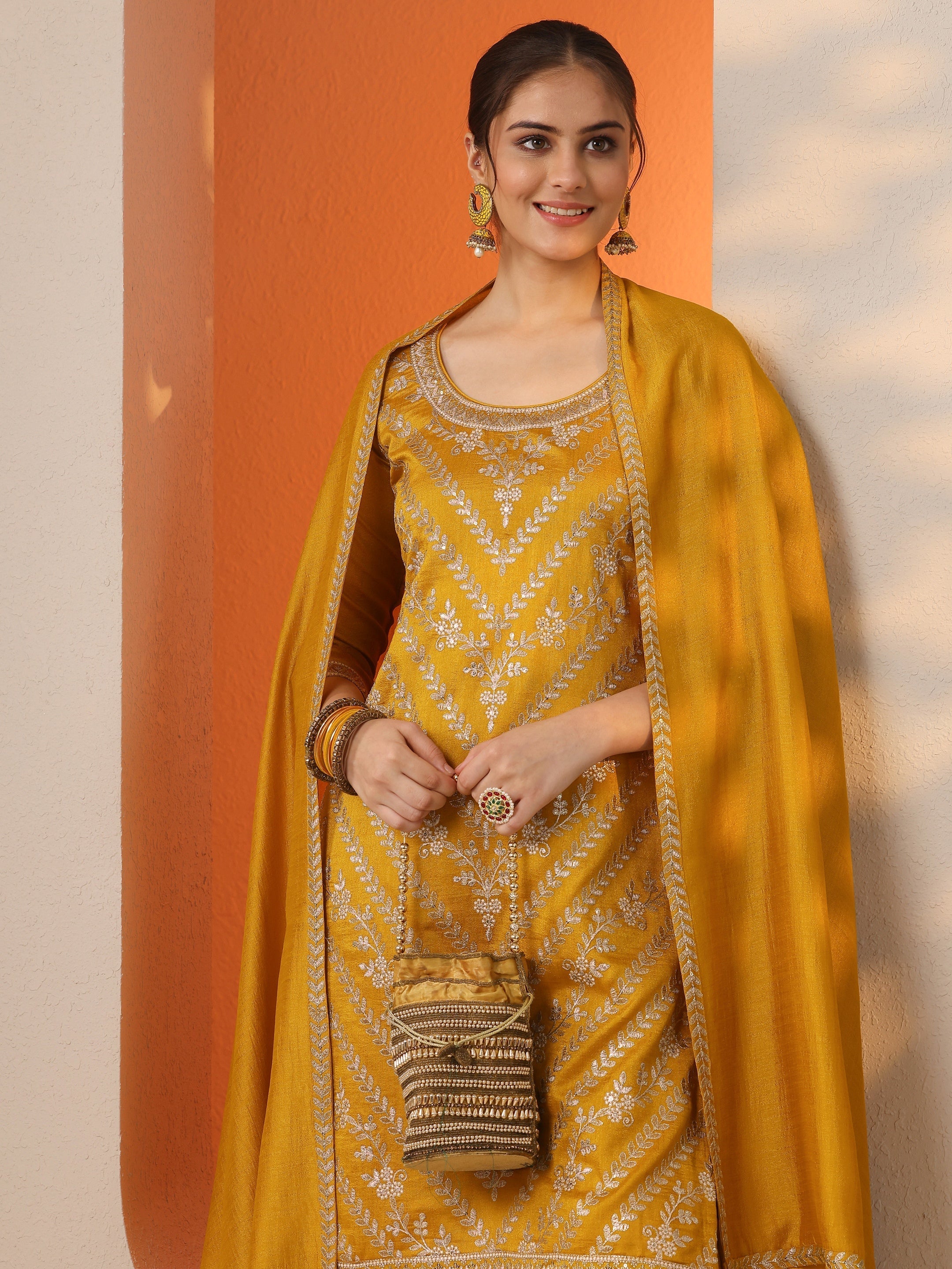 LIBAS LADIES WESTERN KURTI 3PCS SET 49555 MUSTARD