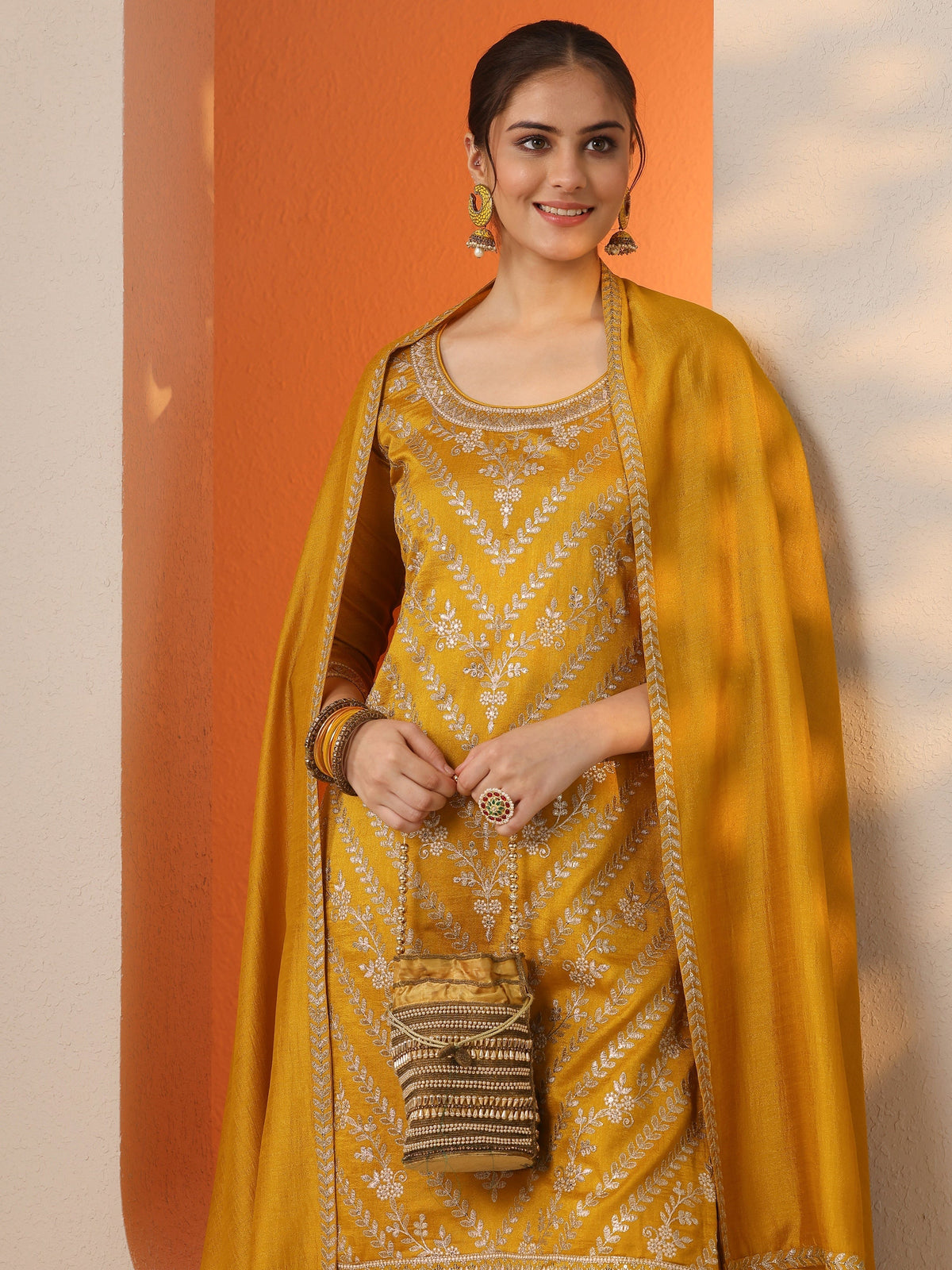 LIBAS LADIES WESTERN KURTI 3PCS SET 49555 MUSTARD