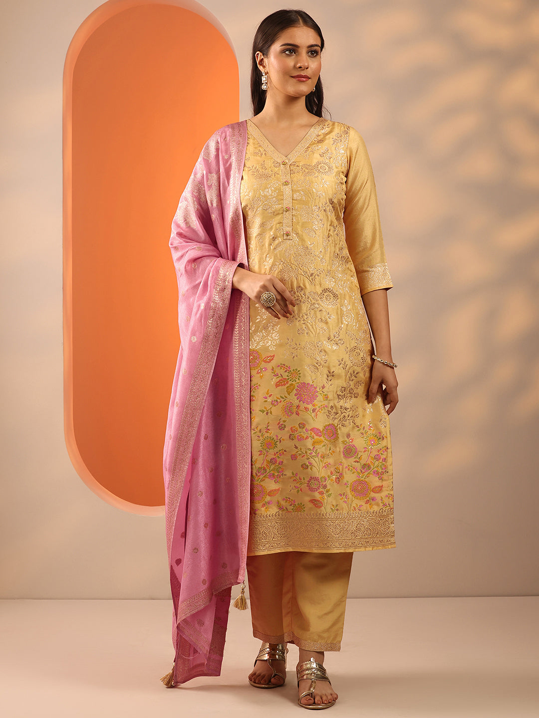 LIBAS LADIES WESTERN KURTI 3PCS SET 49562 Yellow