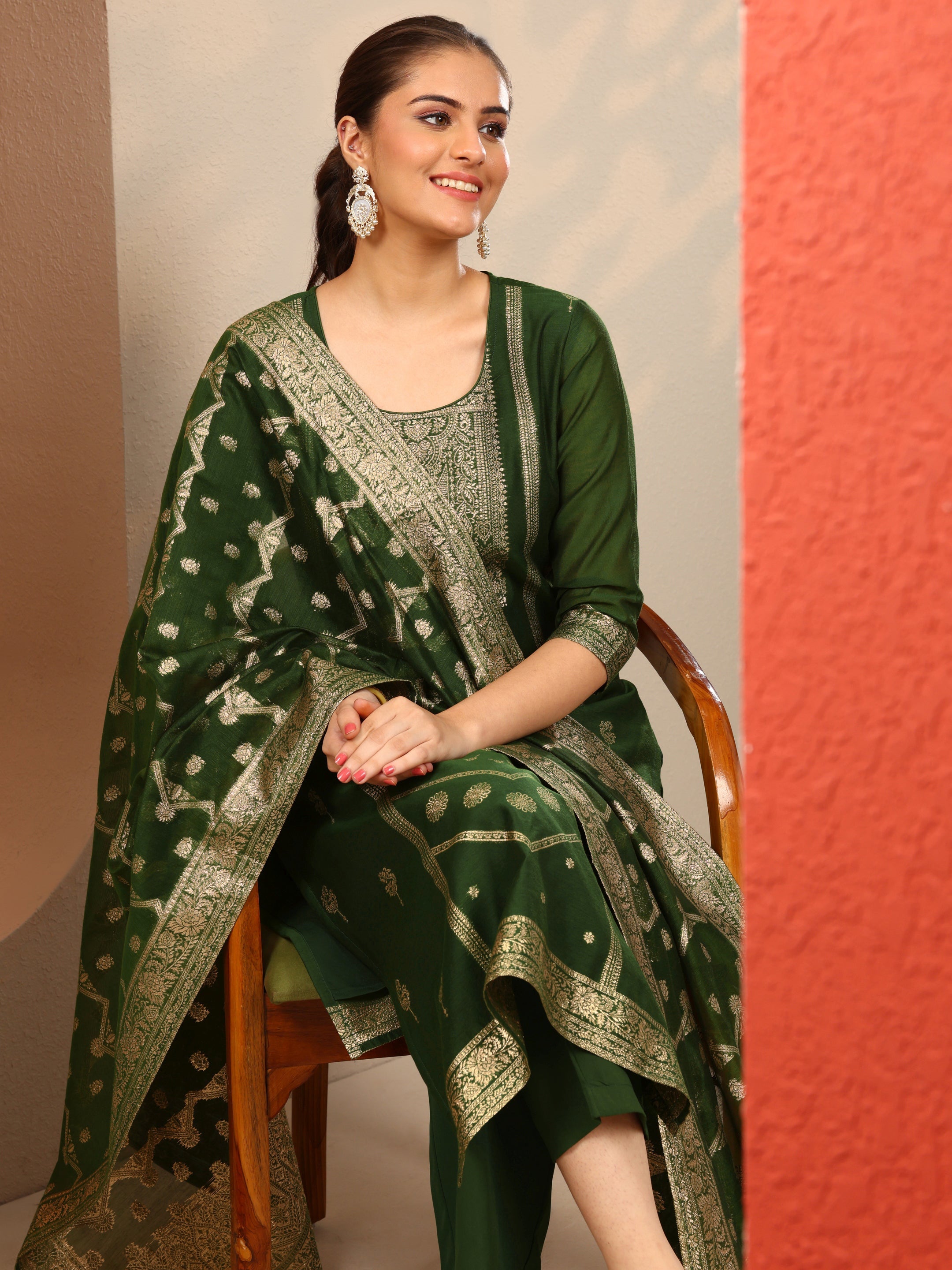 LIBAS LADIES WESTERN KURTI 3PCS SET 49567 GREEN