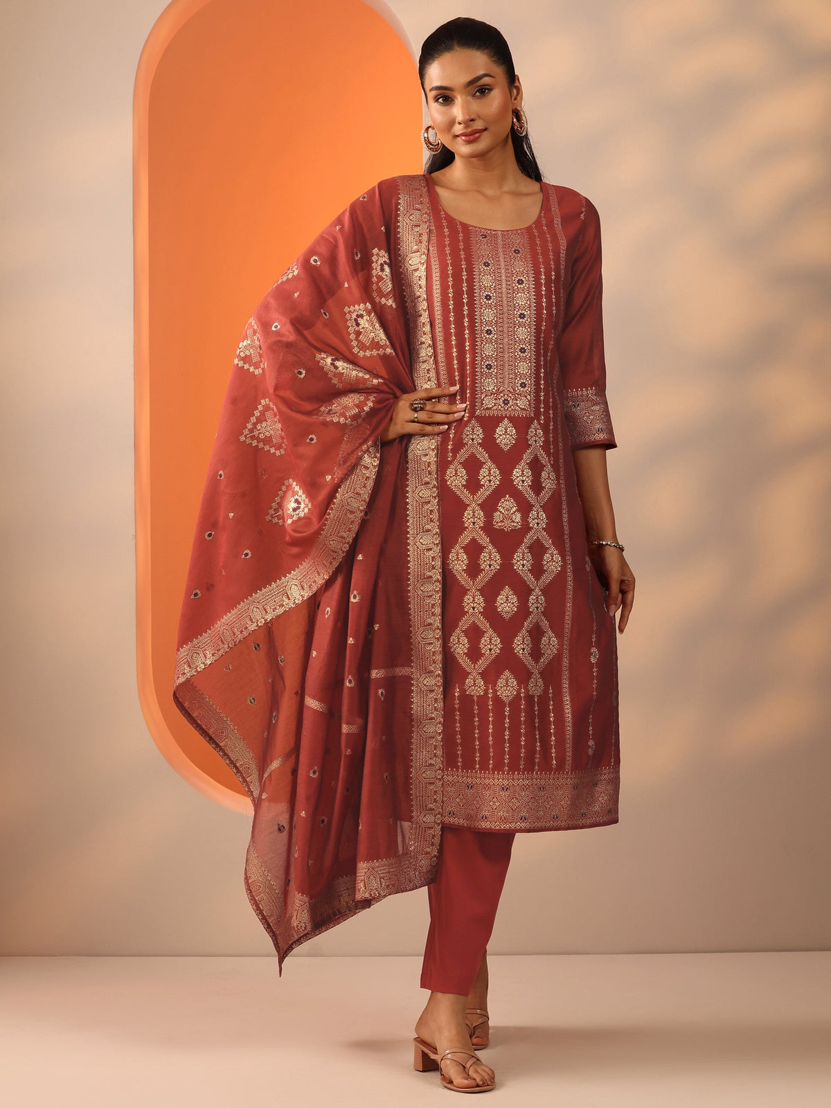 LIBAS LADIES WESTERN KURTI 3PCS SET 49569 RUST