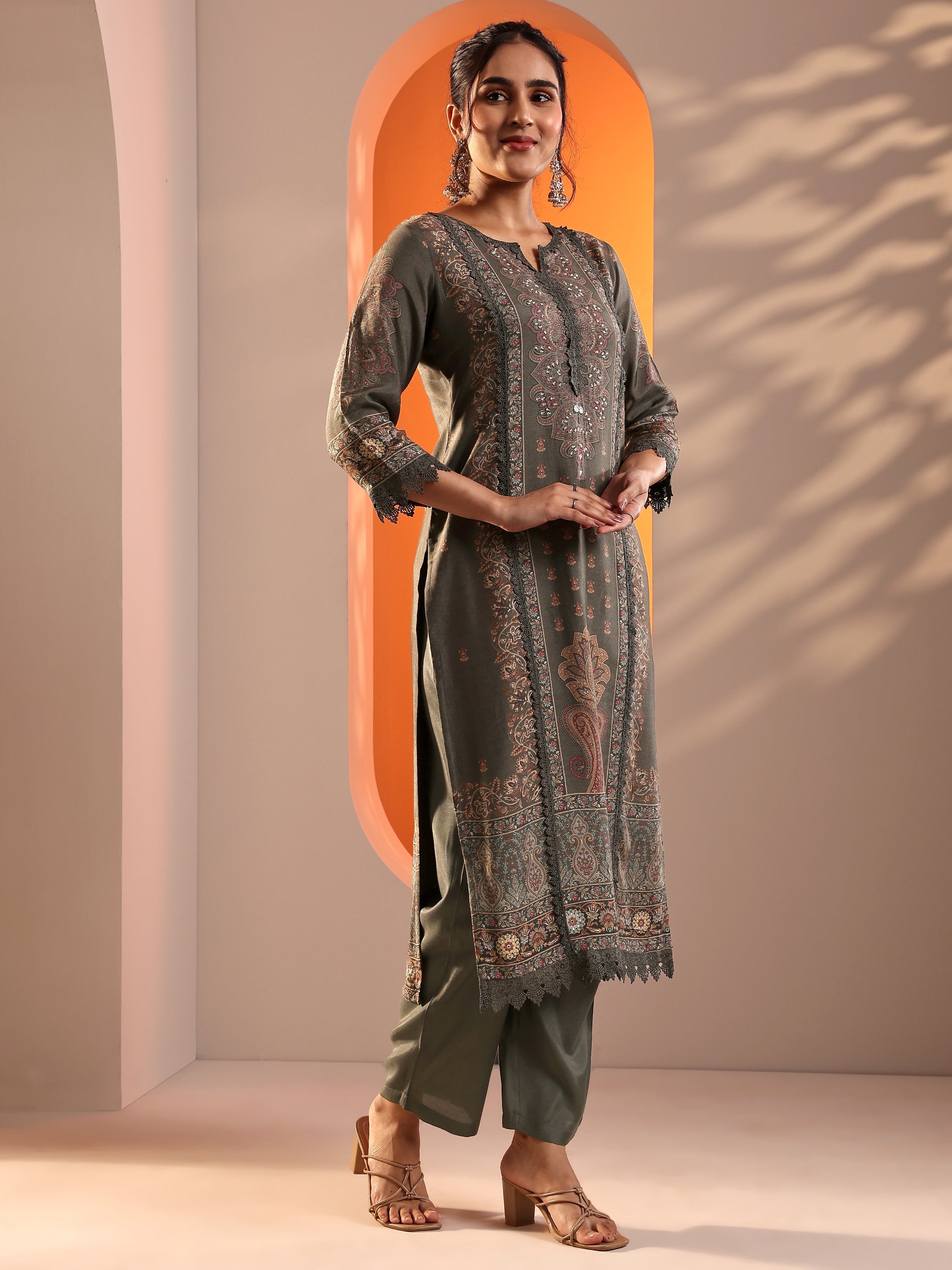 LIBAS LADIES WESTERN KURTI 3PCS SET 49579 Grey