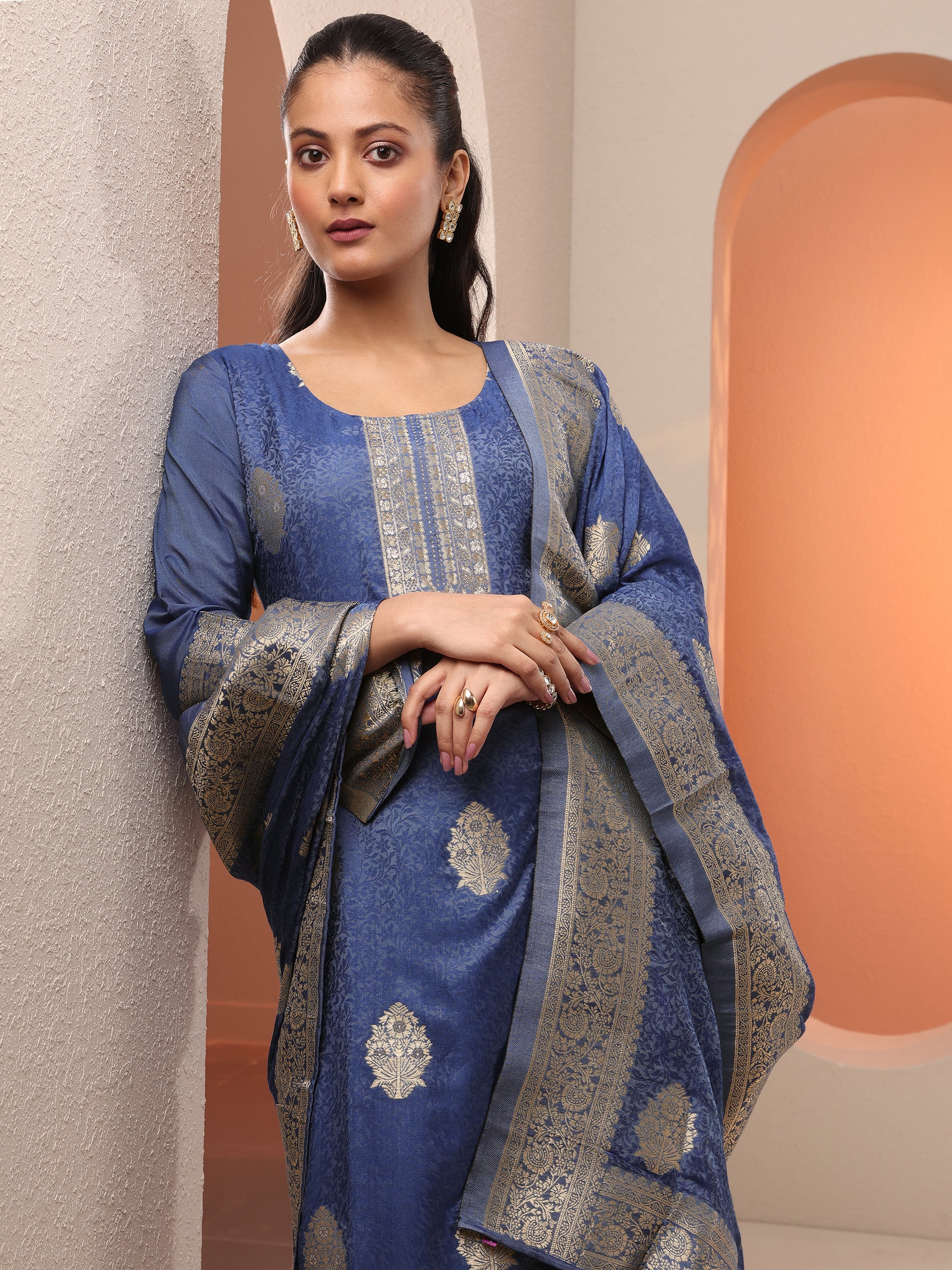 LIBAS LADIES WESTERN KURTI 3PCS SET 49596 BLUE