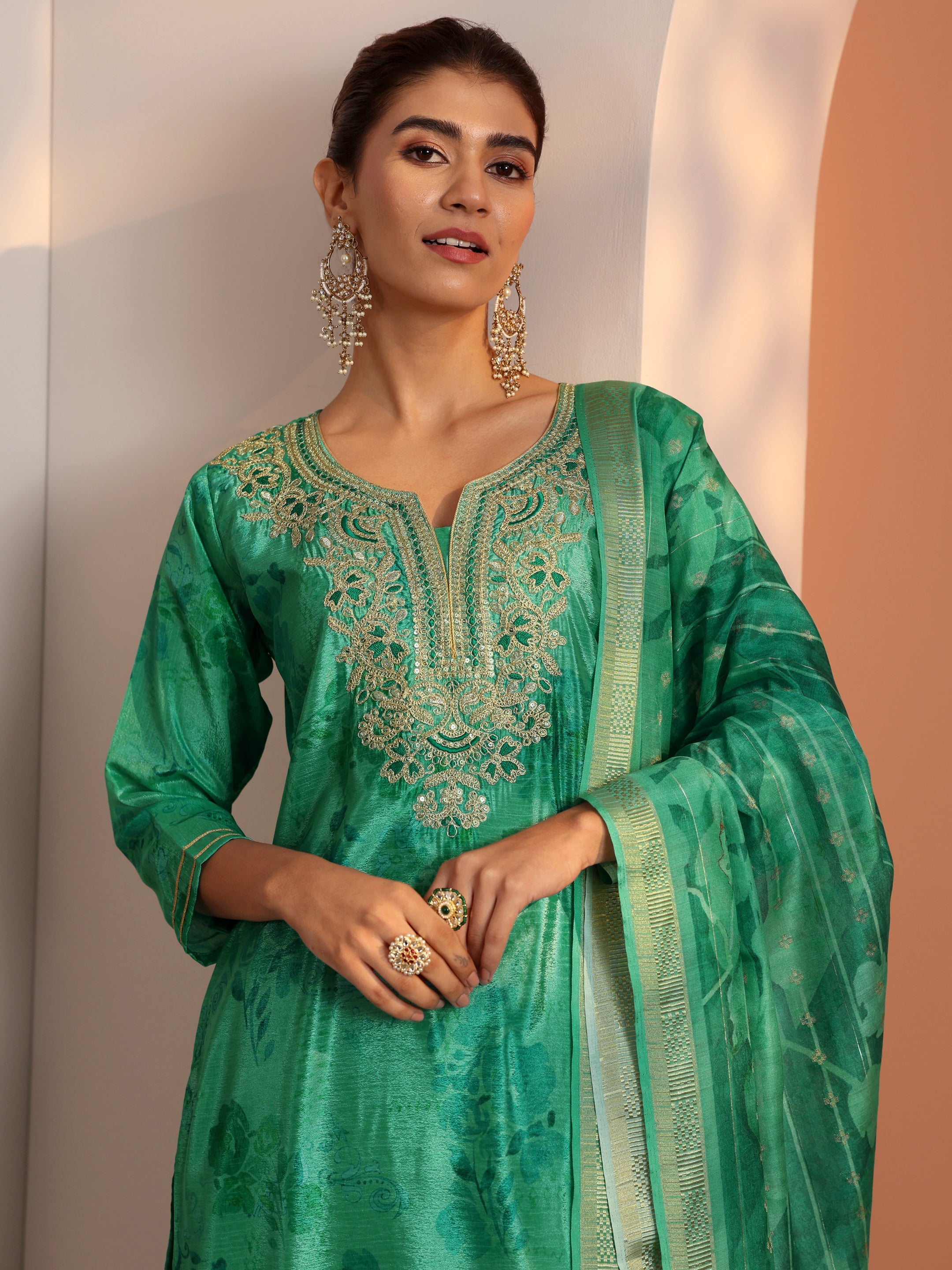 LIBAS LADIES WESTERN KURTI 3PCS SET 49601 GREEN